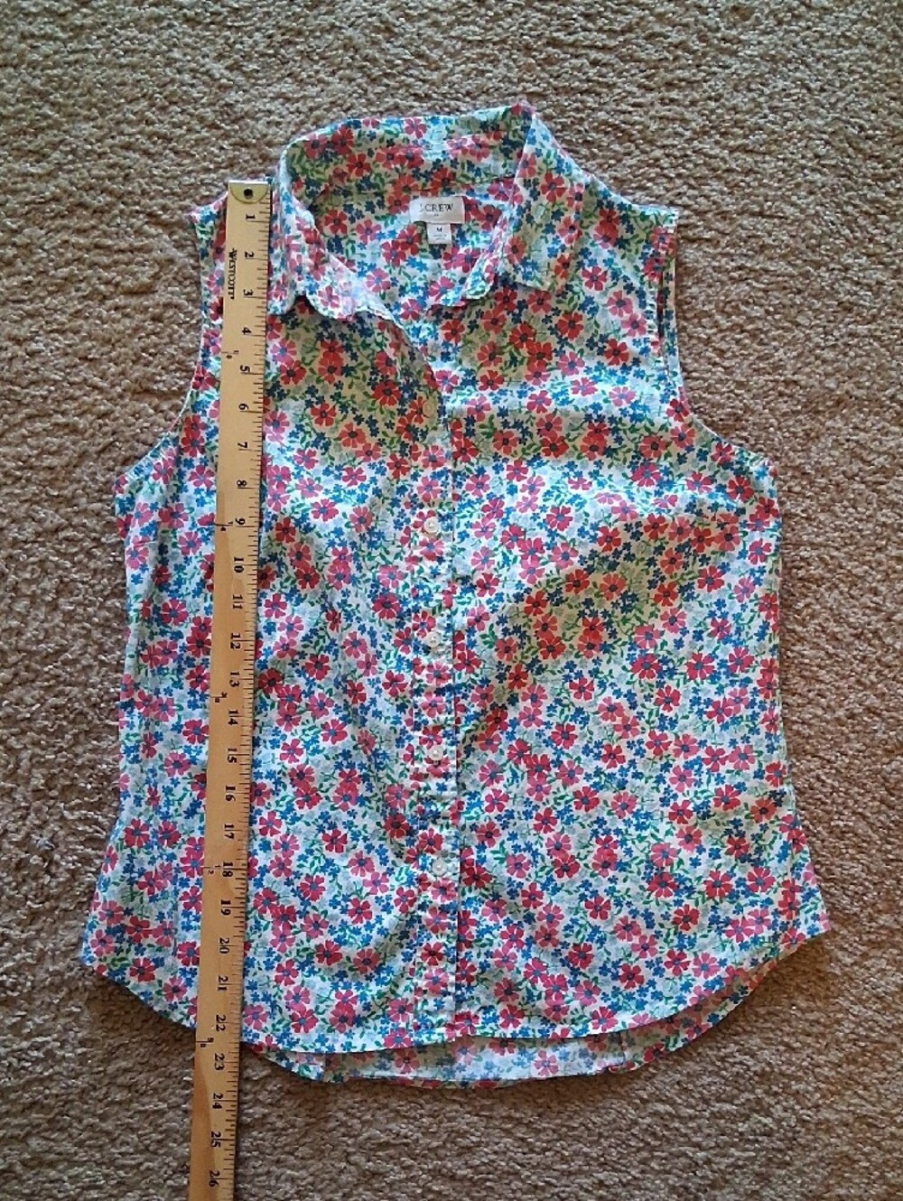 J. Crew Floral Cotton Blend Sleeveless Button-Front Button Down Shirt Top - Picture 8 of 9